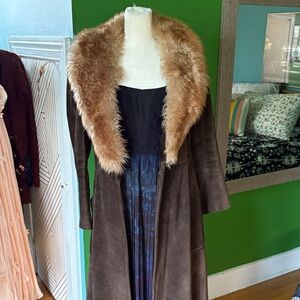 Brown Faux Fur Collar Coat